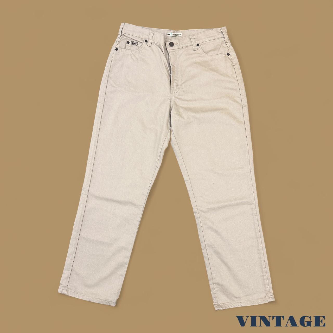 Vintage Lee Relaxed Fit Straight Leg Boyfriend Jeans Cream W32 L29