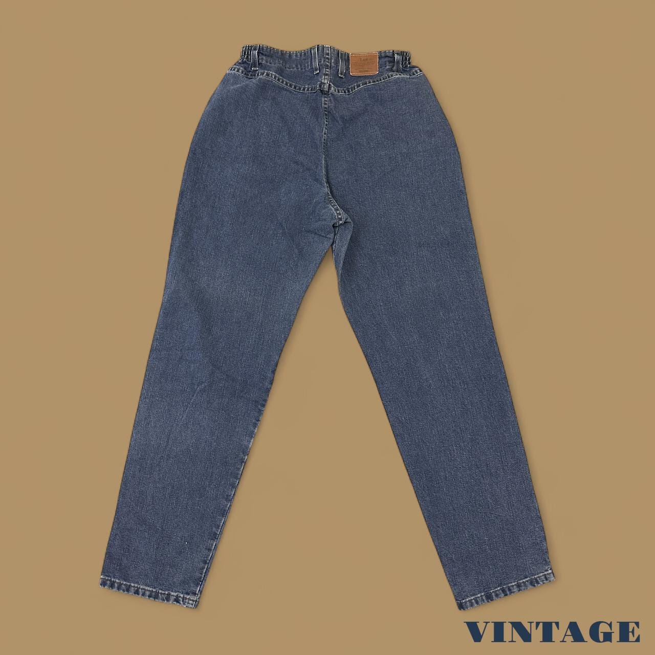 Vintage 90s Lee Elastic Waist Tapered Leg Mom Jeans Dark Blue W30 L30