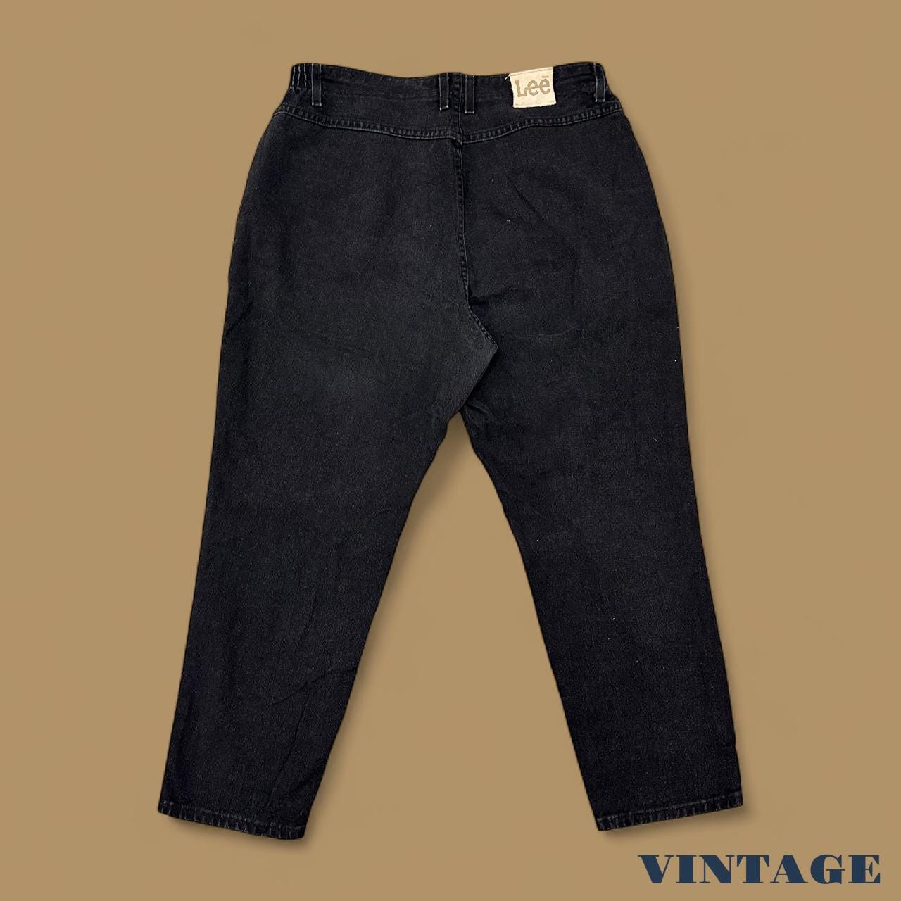 Vintage 90s Lee Elastic Waist Tapered Leg Mom Jeans Black W36 L28