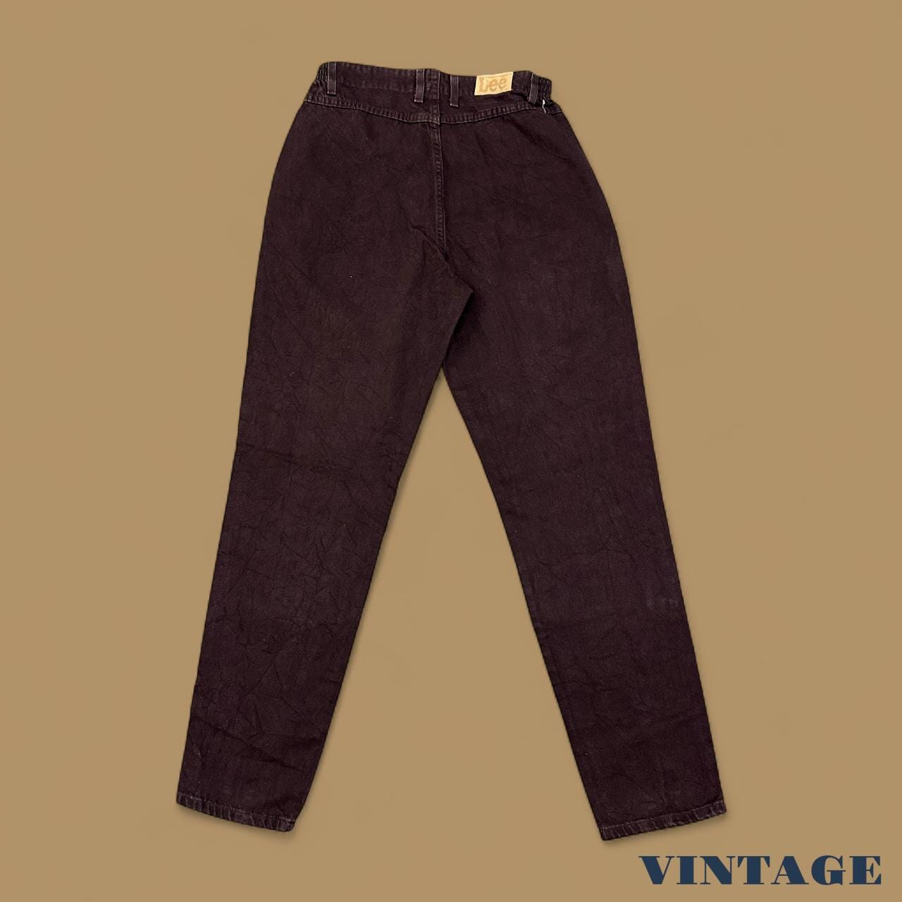 Vintage 90s Lee Elastic Waist Tapered Leg Mom Jeans Brown W33 L34