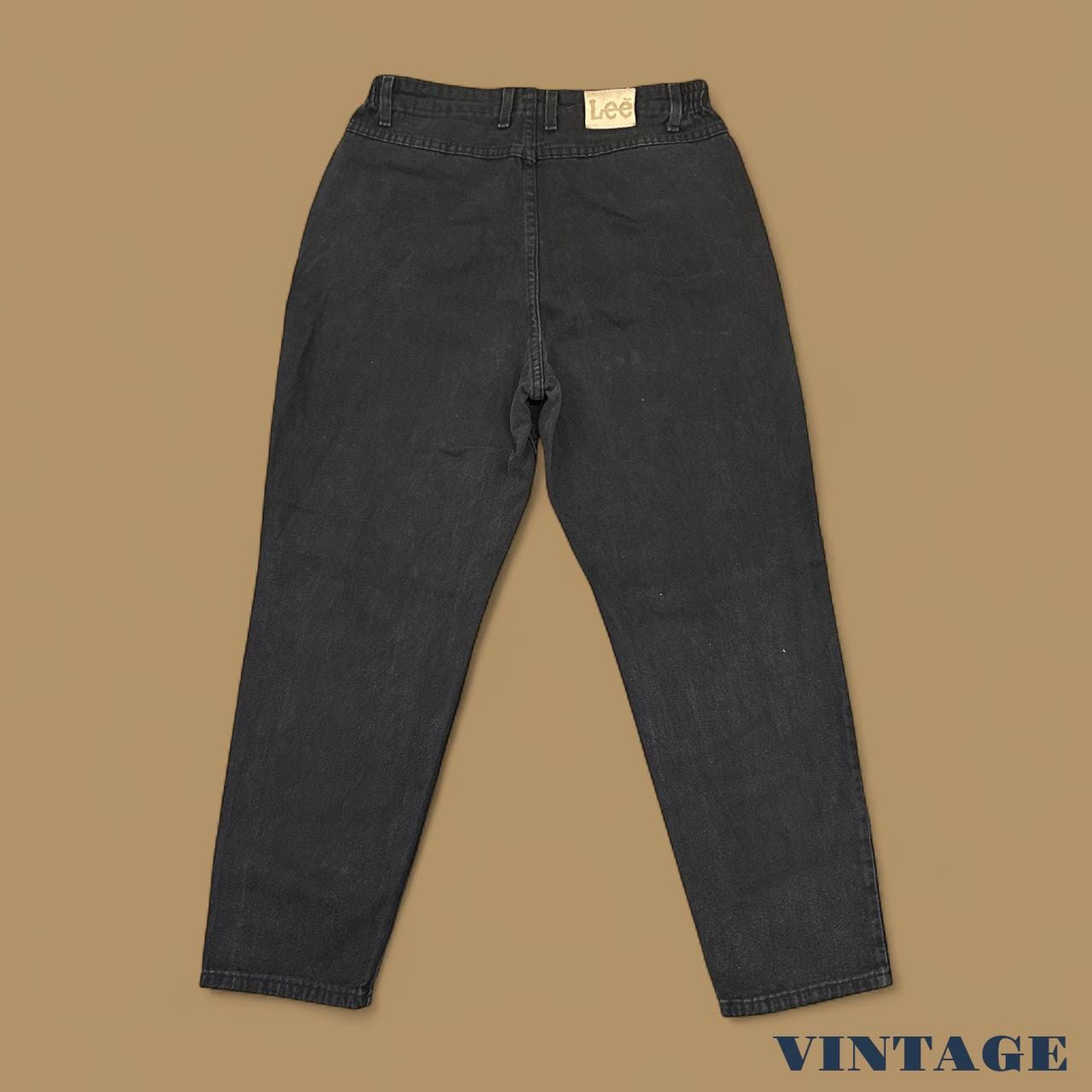 Vintage 90s Lee Elastic Waist Tapered Leg Mom Jeans Black W32 L28