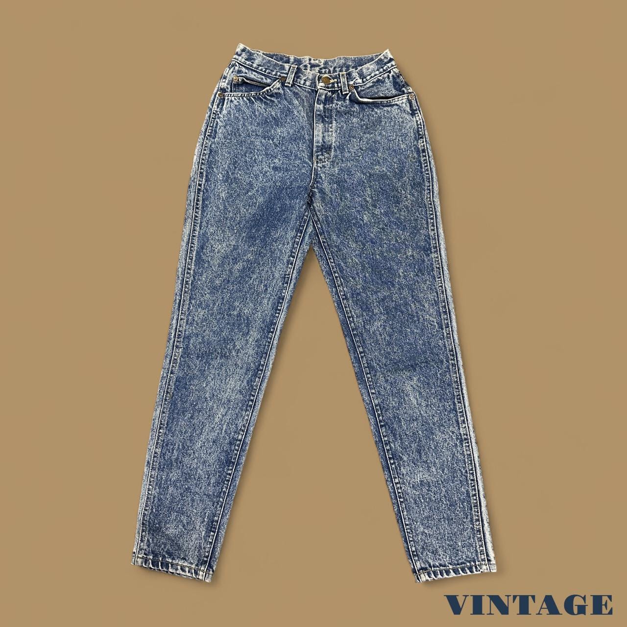 Vintage 90's Lee Tapered Leg Acid Wash Mom Jeans Mid Blue W26 L30