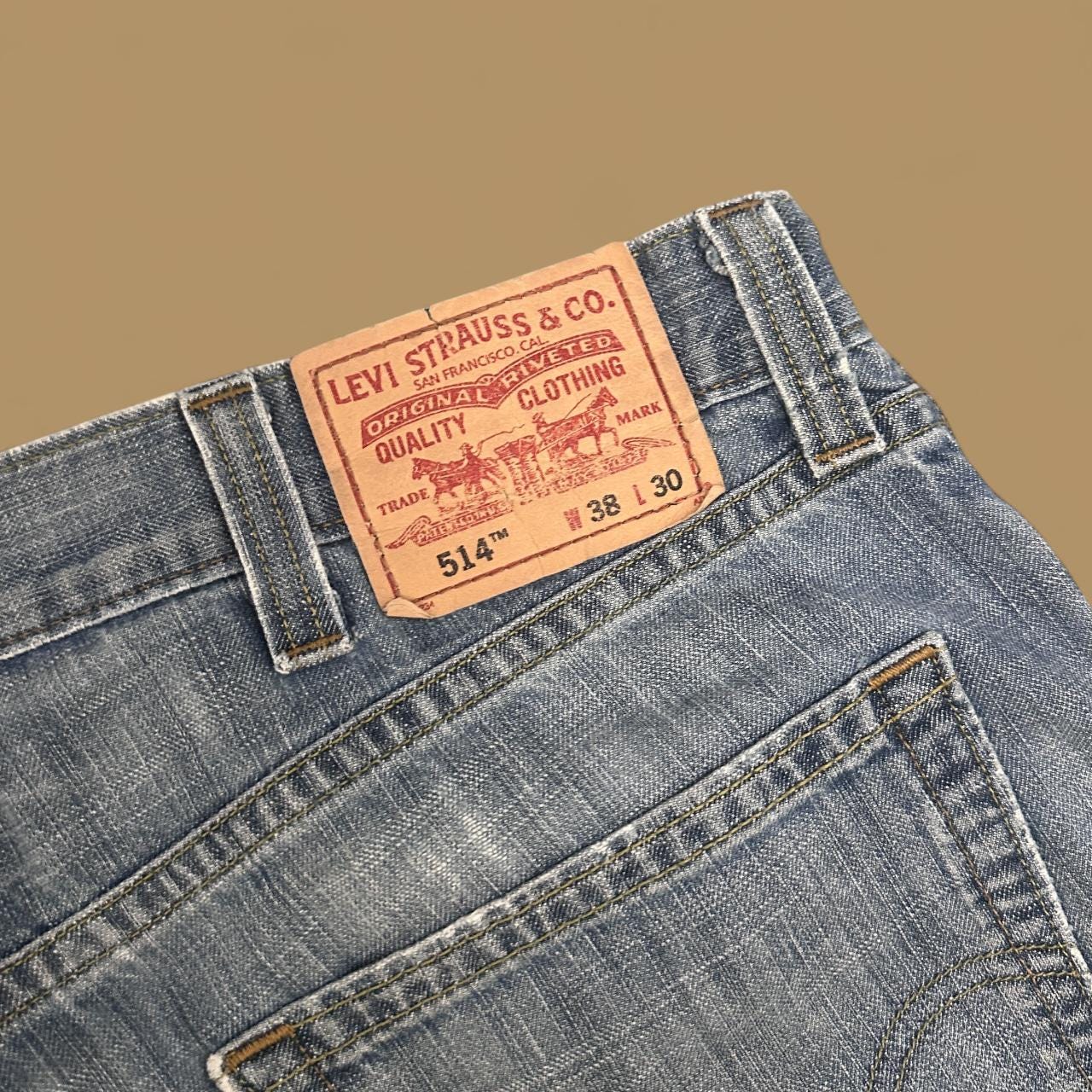 Vintage Levi's 514 Distressed Slim Fit Straight Leg Jeans Grey Blue W38 L30