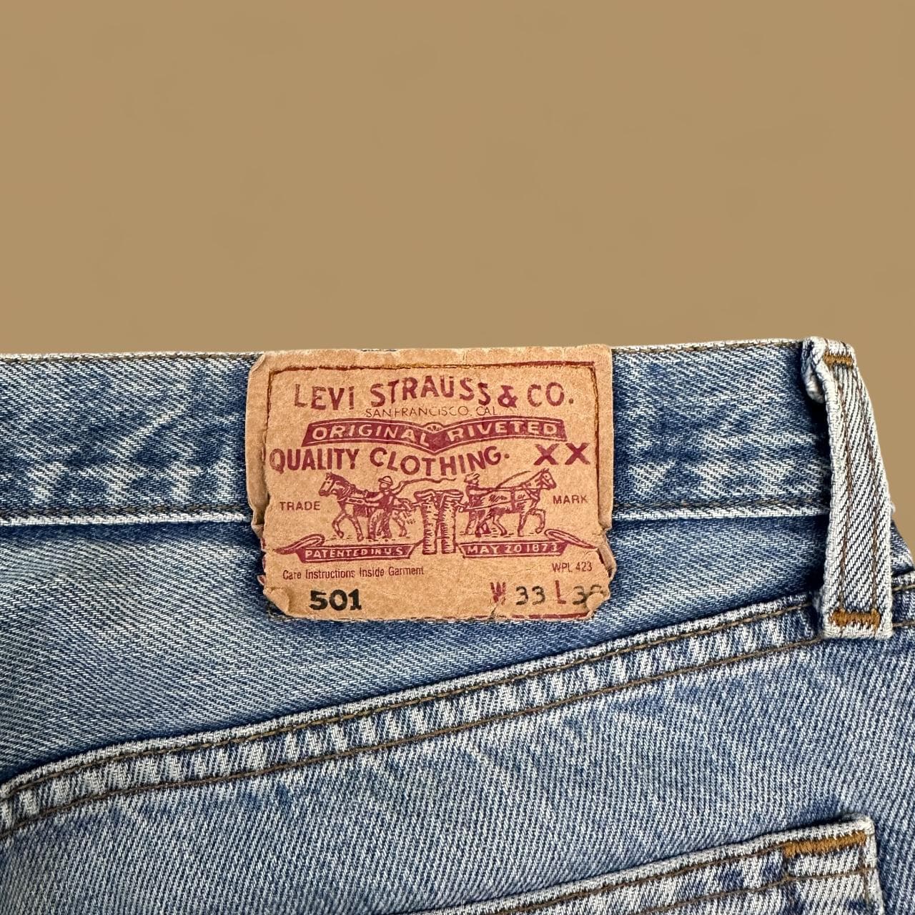 Vintage Levi's 501 Distressed Grunge Straight Leg Jeans Light Blue W33 L30