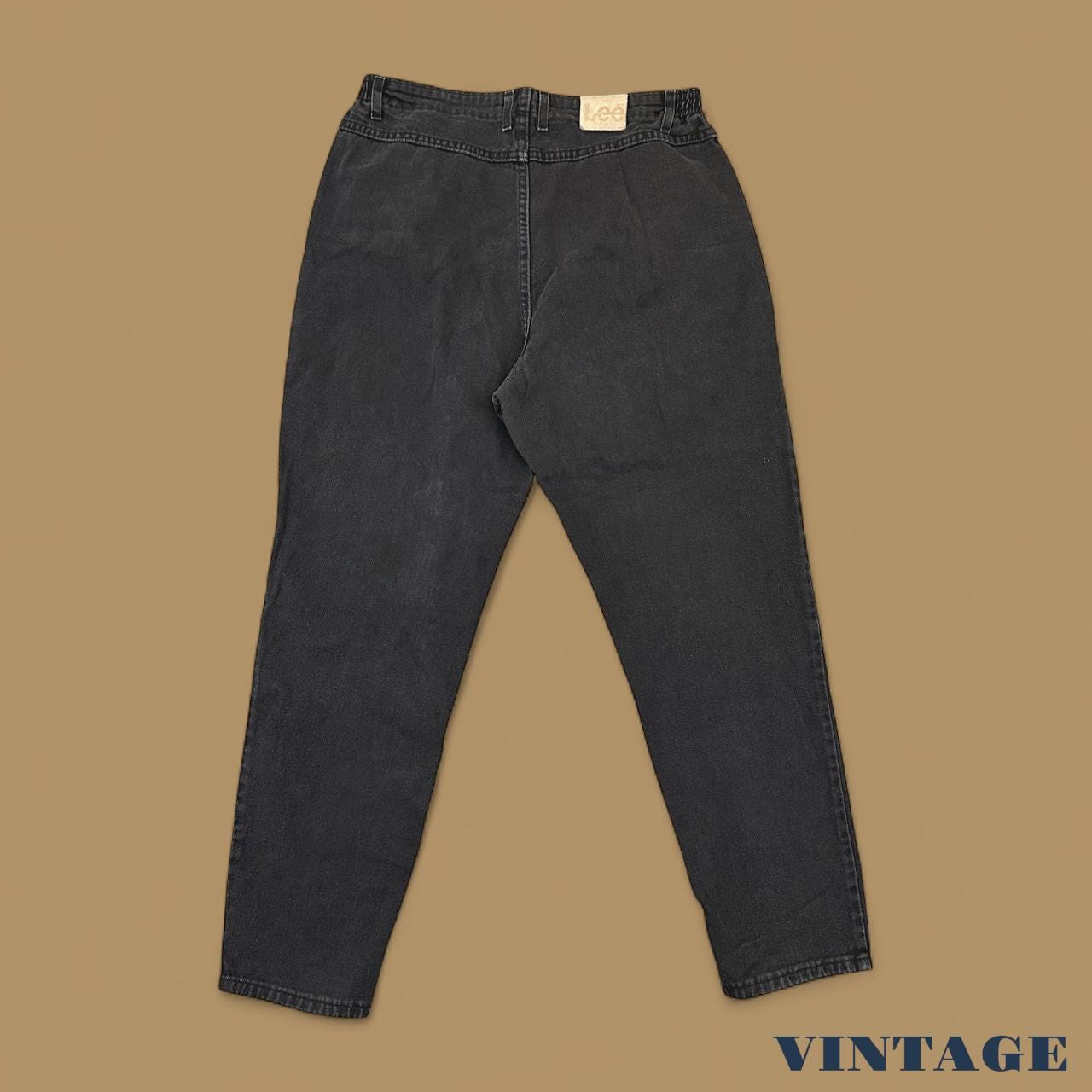 Vintage 90s Lee Elastic Waist Tapered Leg Mom Jeans Black W36 L30