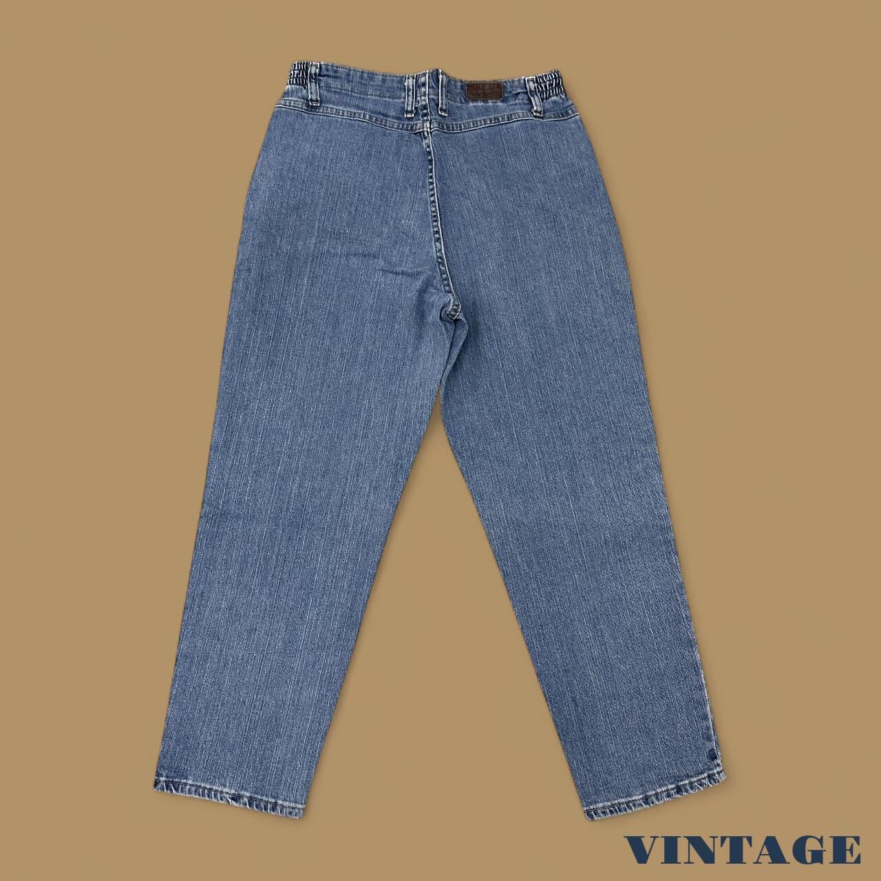 Vintage 90s Lee Elastic Waist Tapered Leg Mom Jeans Mid Blue W31 L28