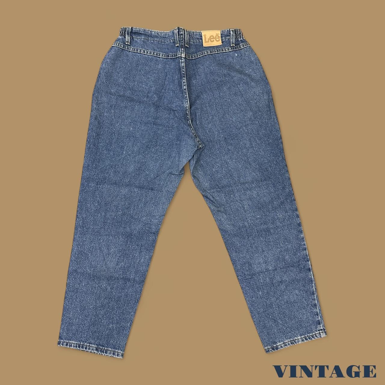 Vintage 90s Lee Elastic Waist Tapered Leg Mom Jeans Mid Blue W34 L28