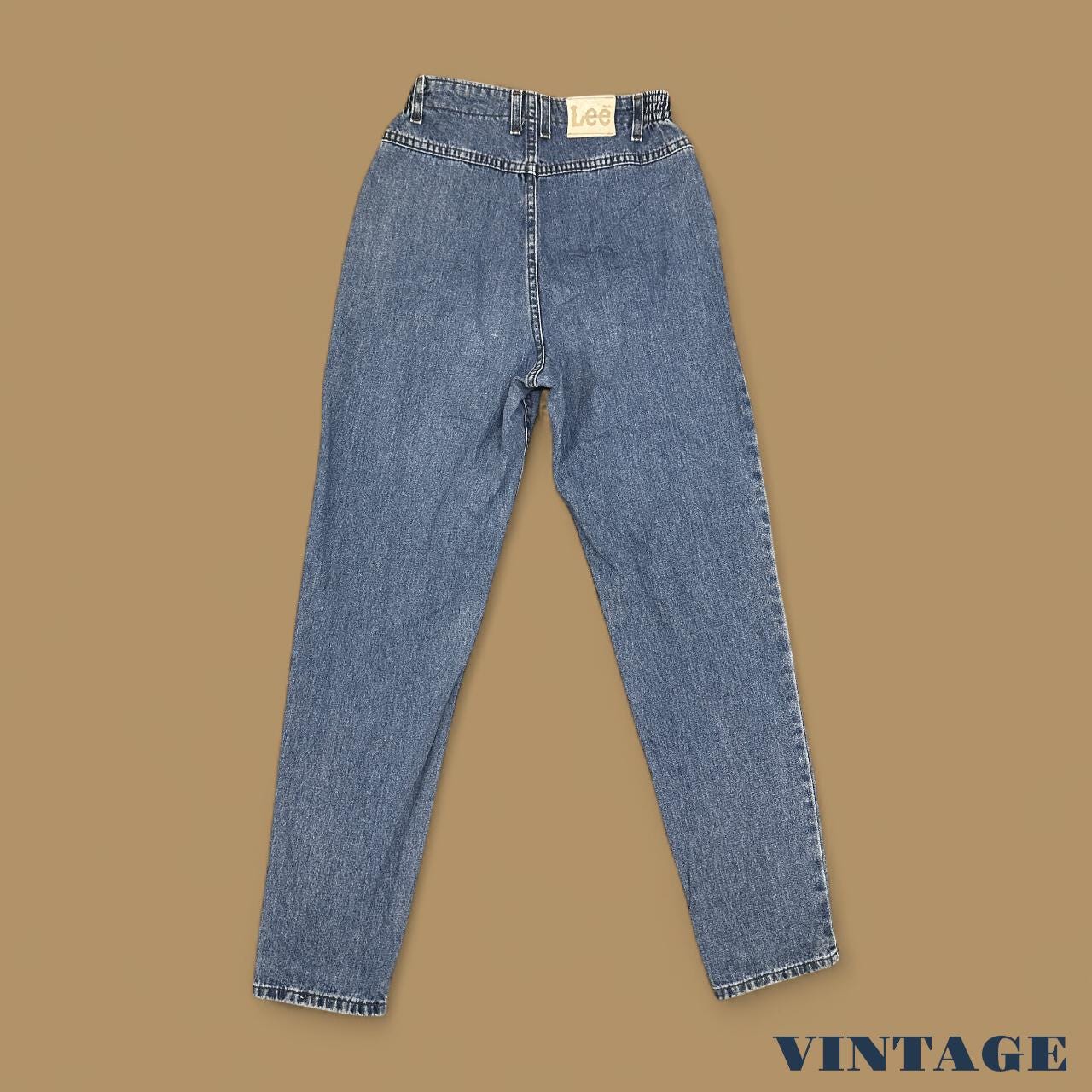 Vintage 90s Lee Elastic Waist Tapered Leg Mom Jeans Mid Blue W26 L32