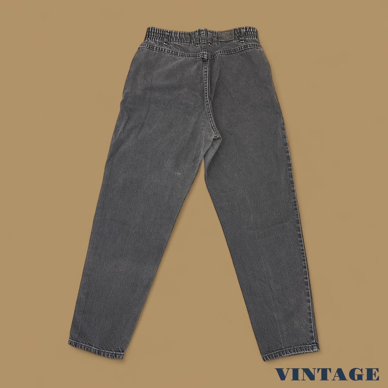 Vintage 90s Lee Elastic Waist Tapered Leg Mom Jeans Charcoal Black W30 L28