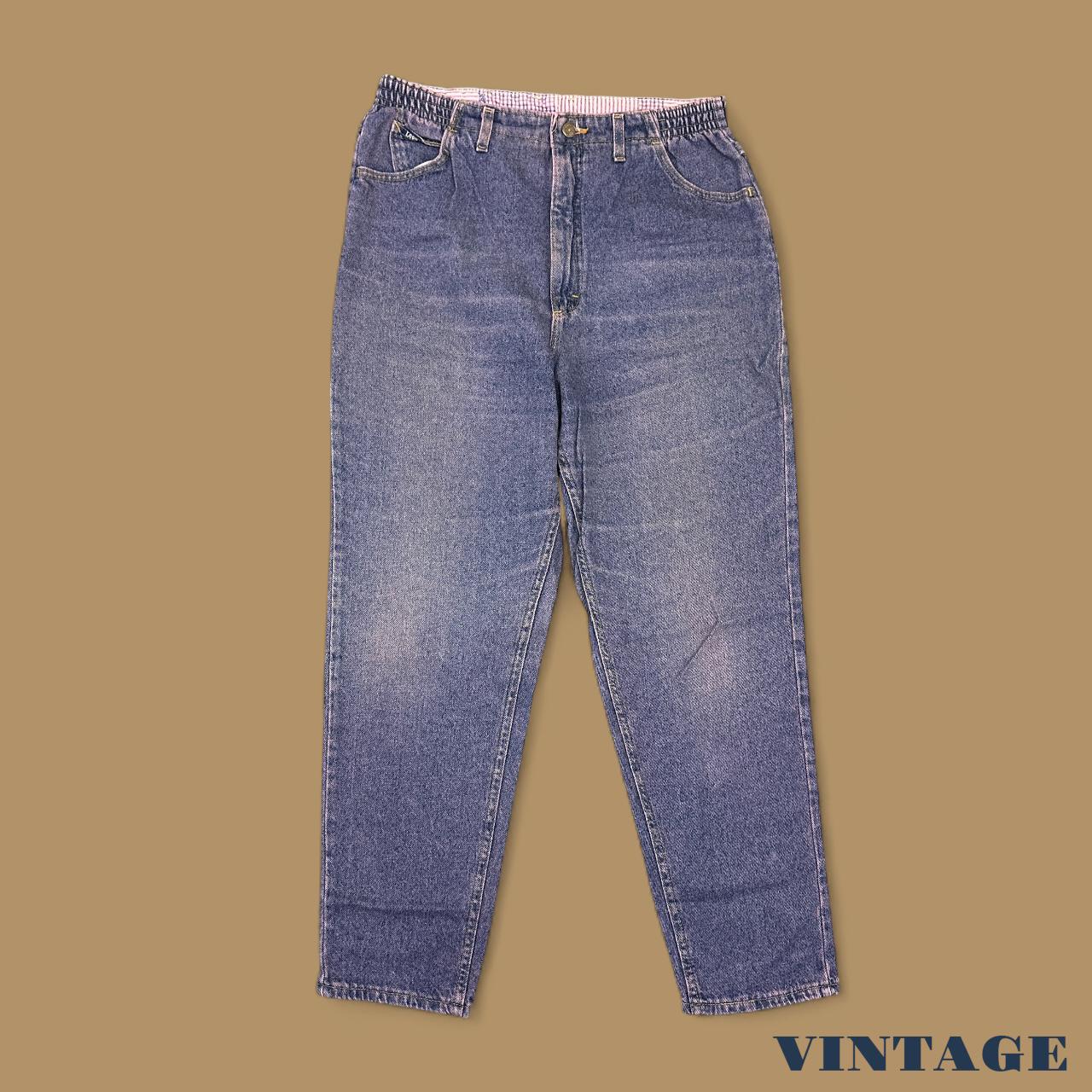 Vintage 80s Lee Elastic Waist Tapered Leg Mom Jeans Pink Wash W34 L30