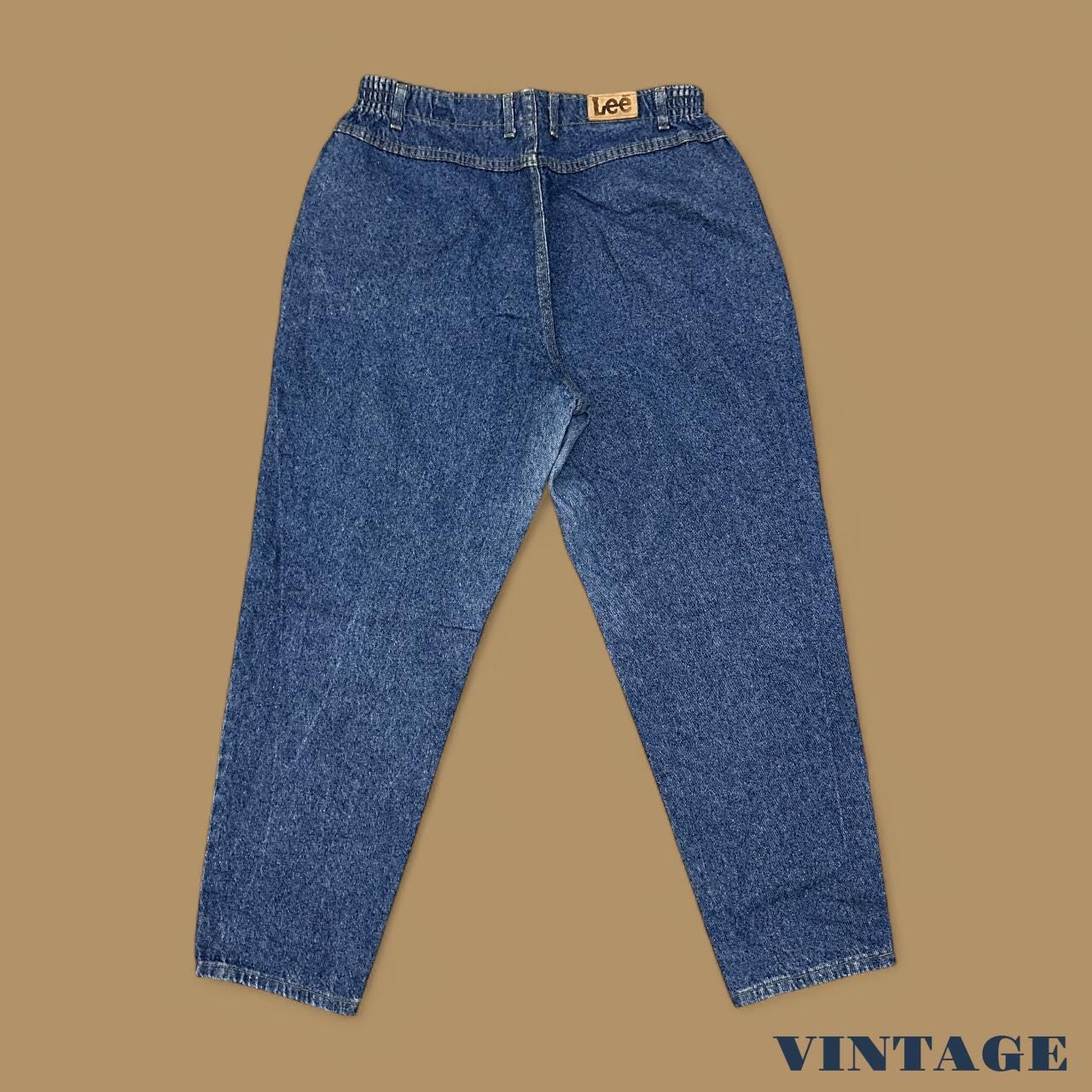 Vintage 90s Lee Elastic Waist Tapered Leg Mom Jeans Dark Blue W33 L28