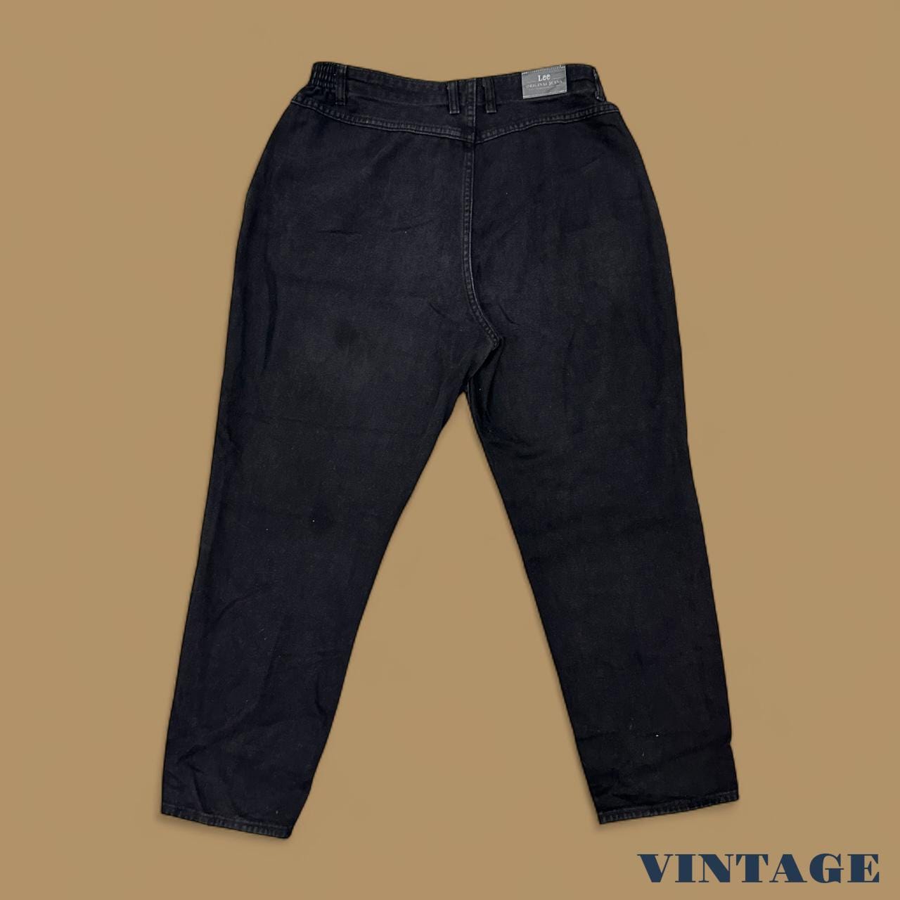 Vintage 90s Lee Elastic Waist Tapered Leg Mom Jeans Black W36 L30