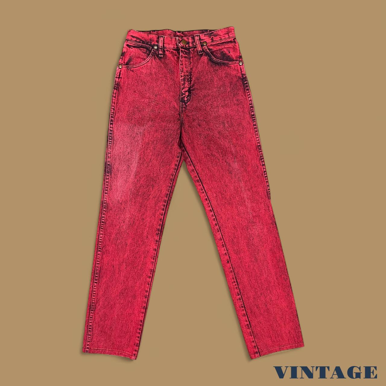 Vintage Wrangler USA Made Straight Leg Boyfriend/Mom Jeans Acid Wash Halloween Red W27 L30