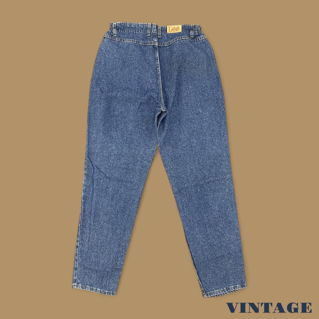 Vintage 90s Lee Elastic Waist Tapered Leg Mom Jeans Mid Blue W33 L36