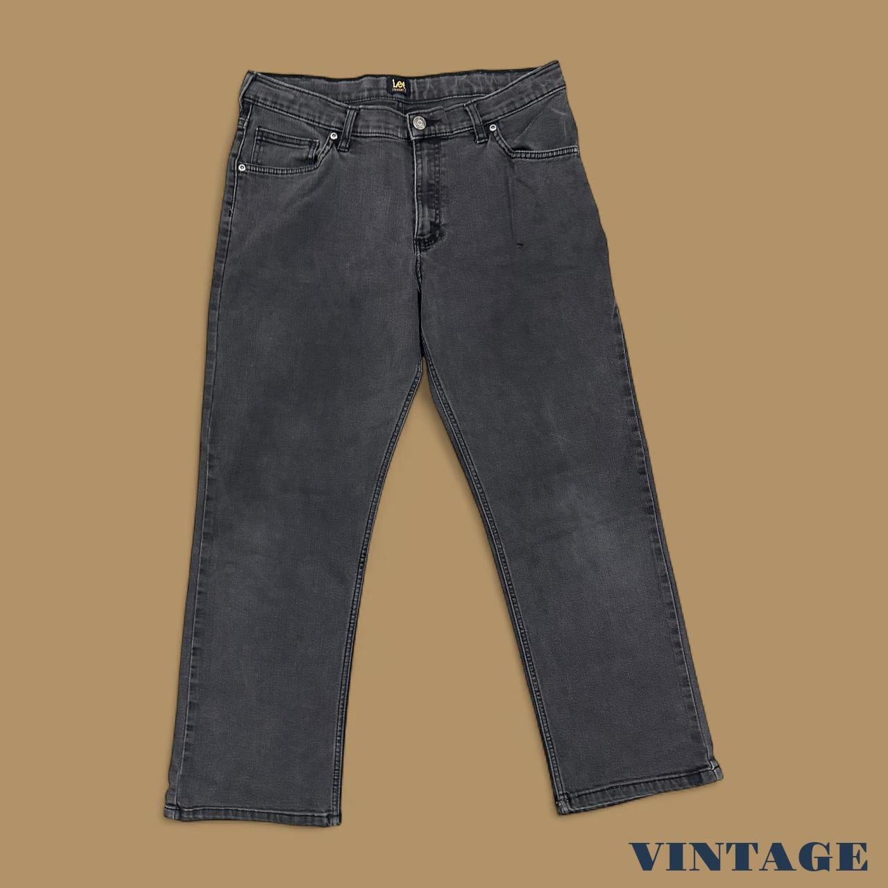 Vintage Lee Straight Leg Boyfriend Jeans Charcoal Black W34 L28