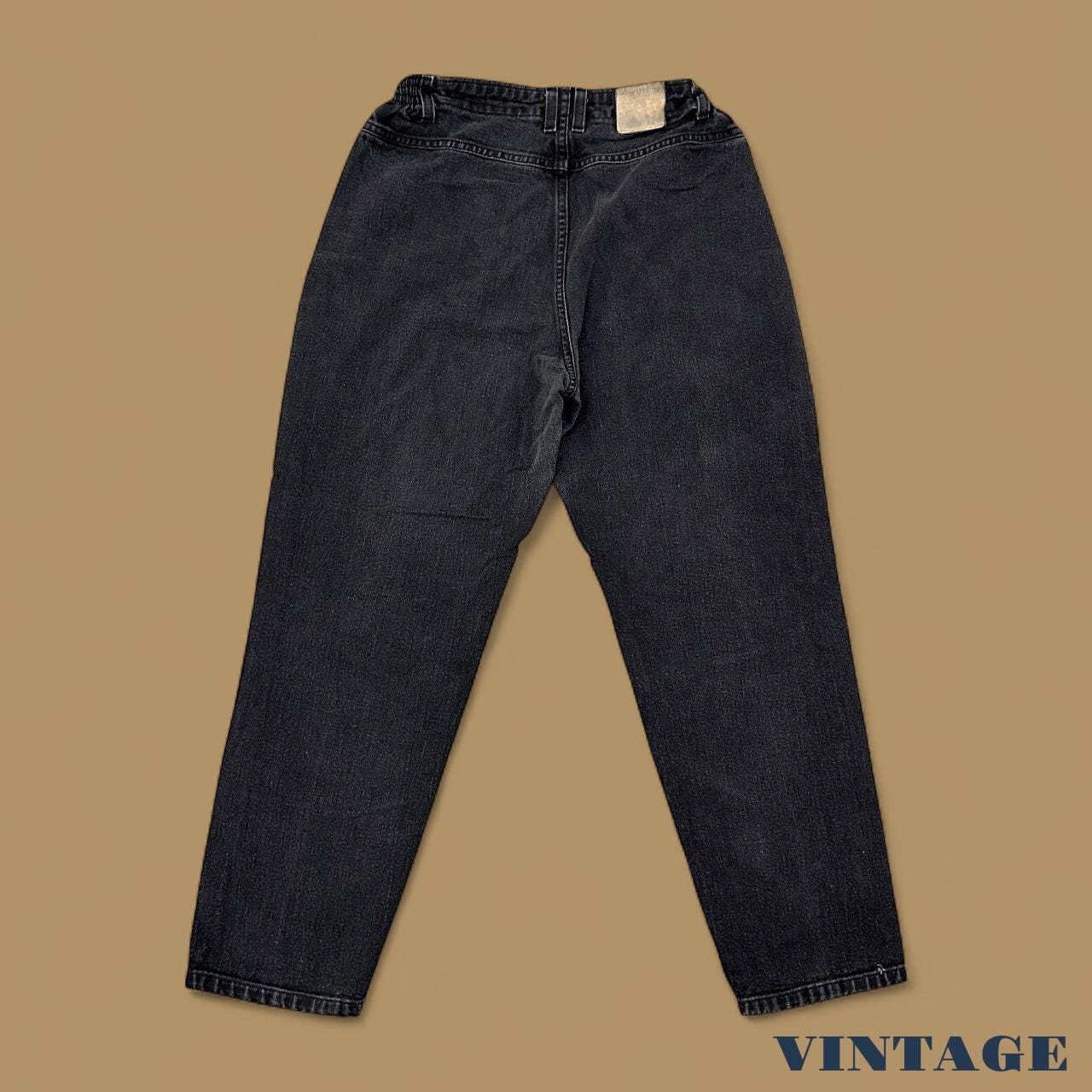 Vintage 90s Lee Elastic Waist Tapered Leg Mom Jeans Charcoal Black W31 L29