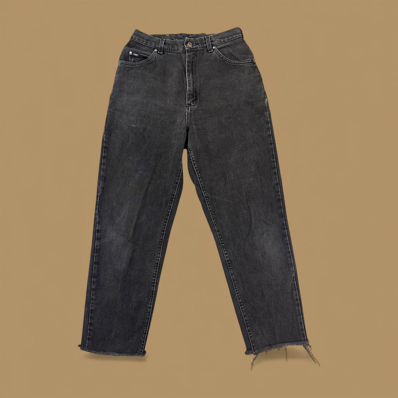 Vintage Lee Baggy Tapered Raw Hem Jeans Charcoal Black W29 L28 