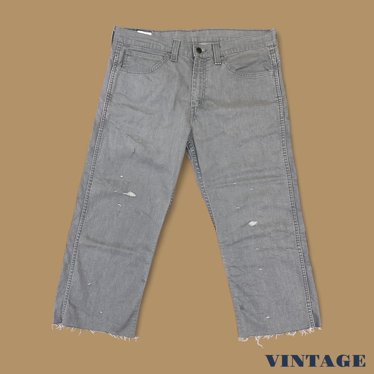 Vintage Levi's 569 Relaxed Straight Leg Cropped Jeans Light Grey W36 L22