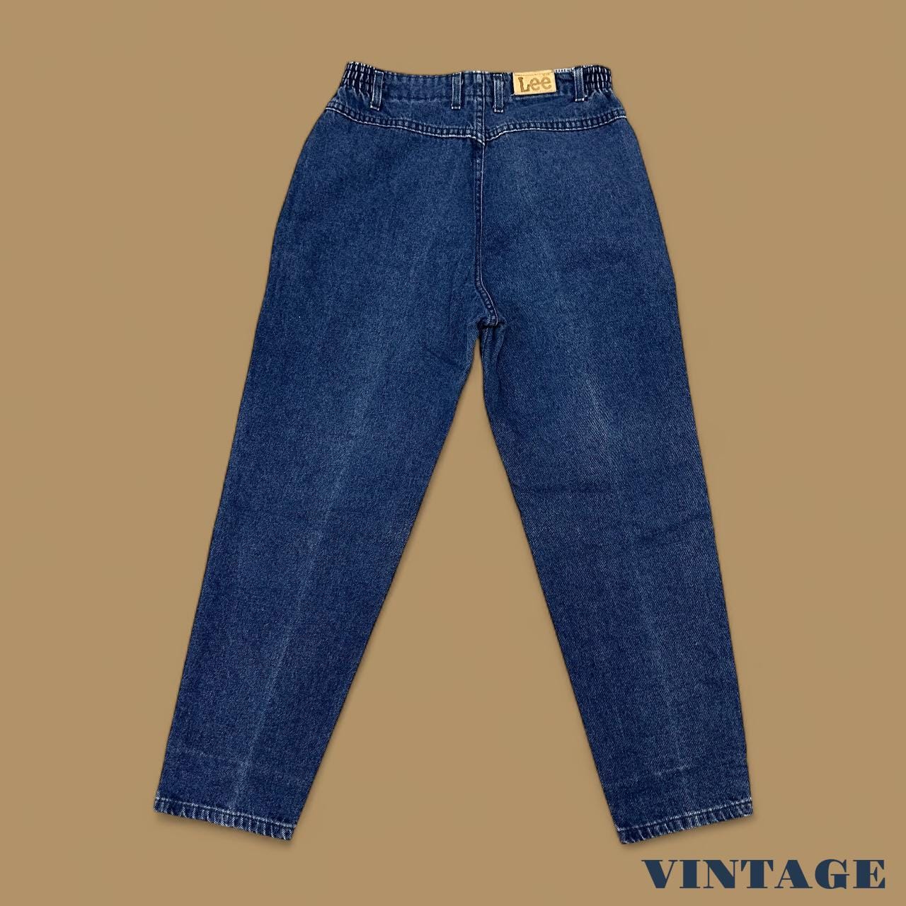 Vintage 90s Lee Elastic Waist Tapered Leg Mom Jeans Dark Blue W30 L28