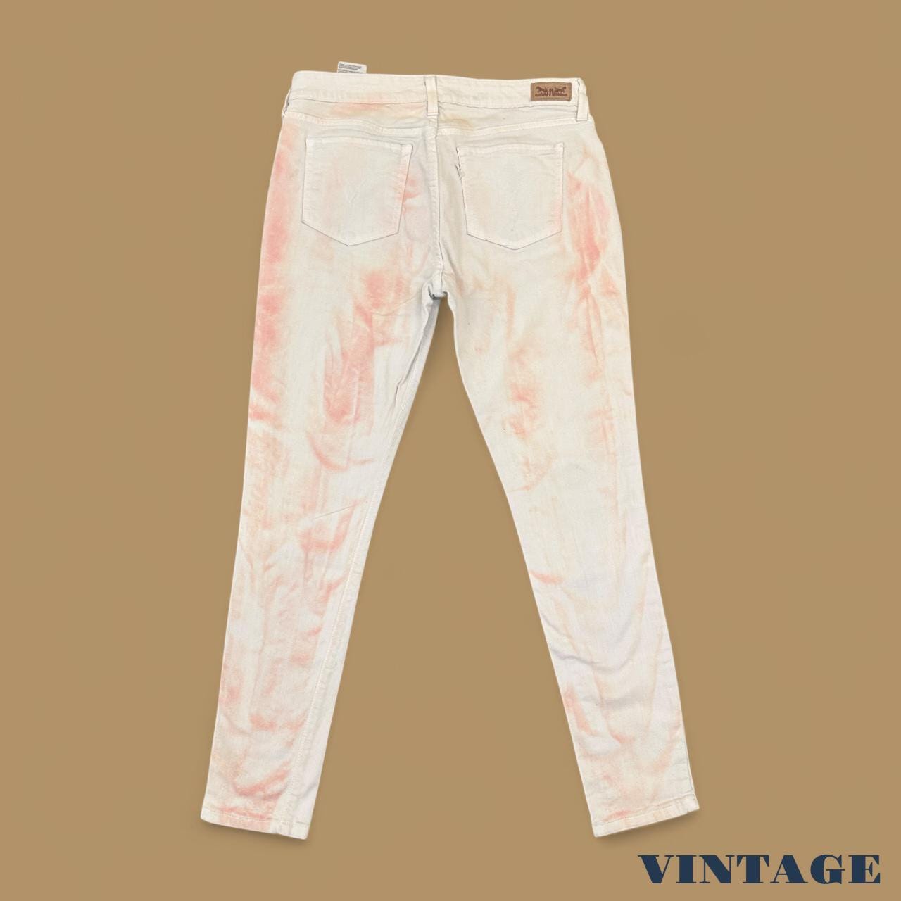 Vintage Levi's Tie Dye Legging Skinny Jeans White/Pink W32 L28