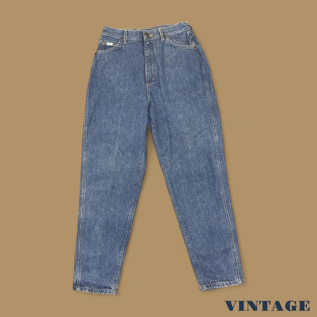 Vintage 90's Lee Tapered Leg Mom Jeans Mid Blue Stonewash W29 L30