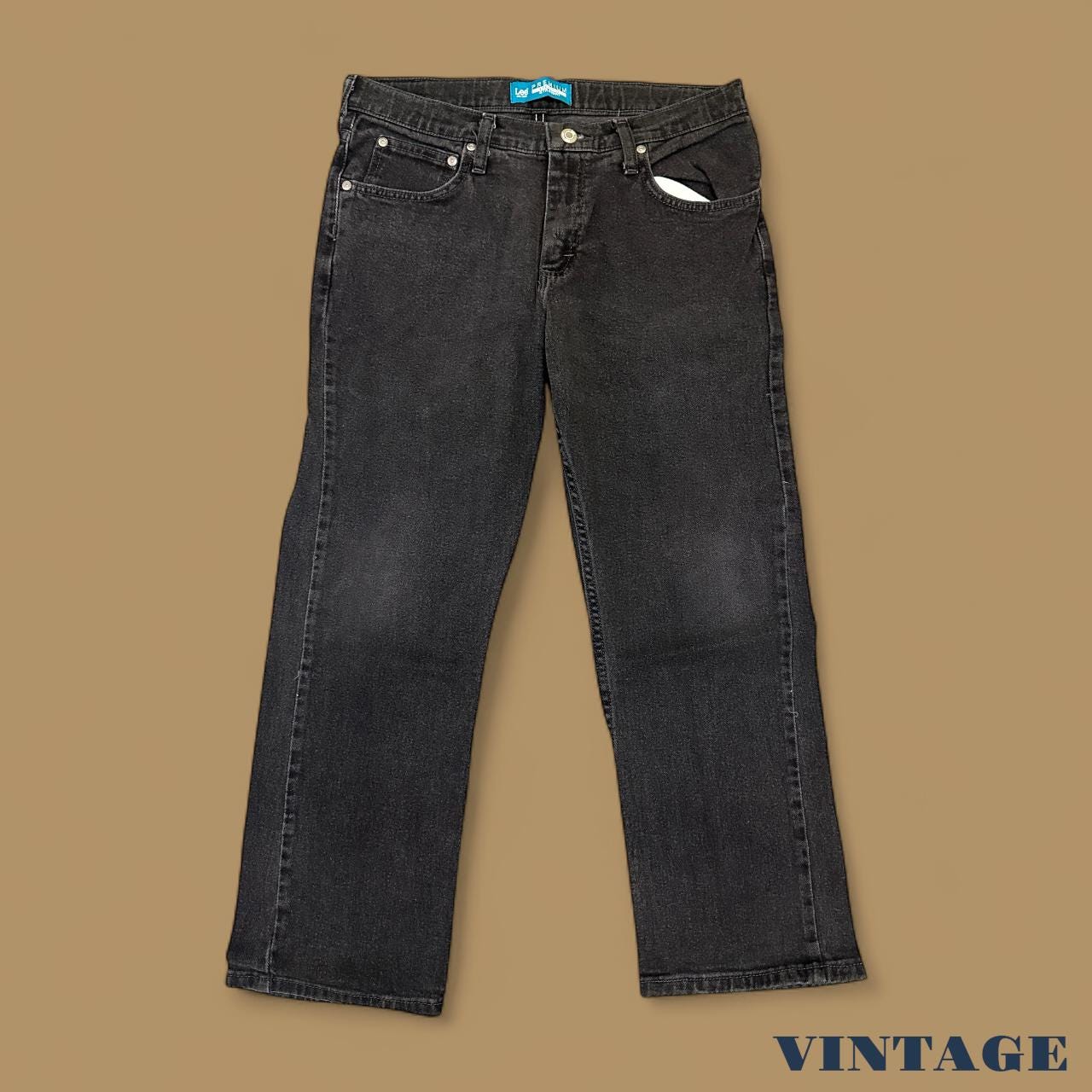 Vintage Lee Straight Leg Boyfriend Jeans Charcoal Black W34 L28