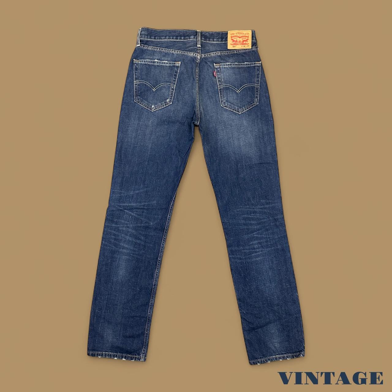 Vintage Levi's 514 Distressed Grunge Straight Leg Jeans Dark Blue W32 L34