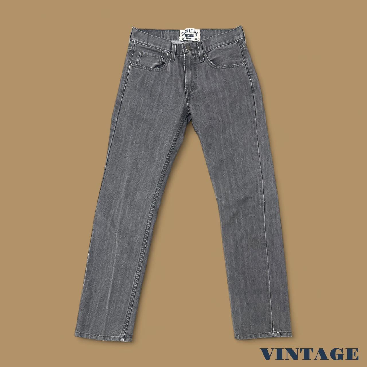Vintage Levi's Signature Slim Fit Straight Leg Jeans Charcoal Grey W28 L30