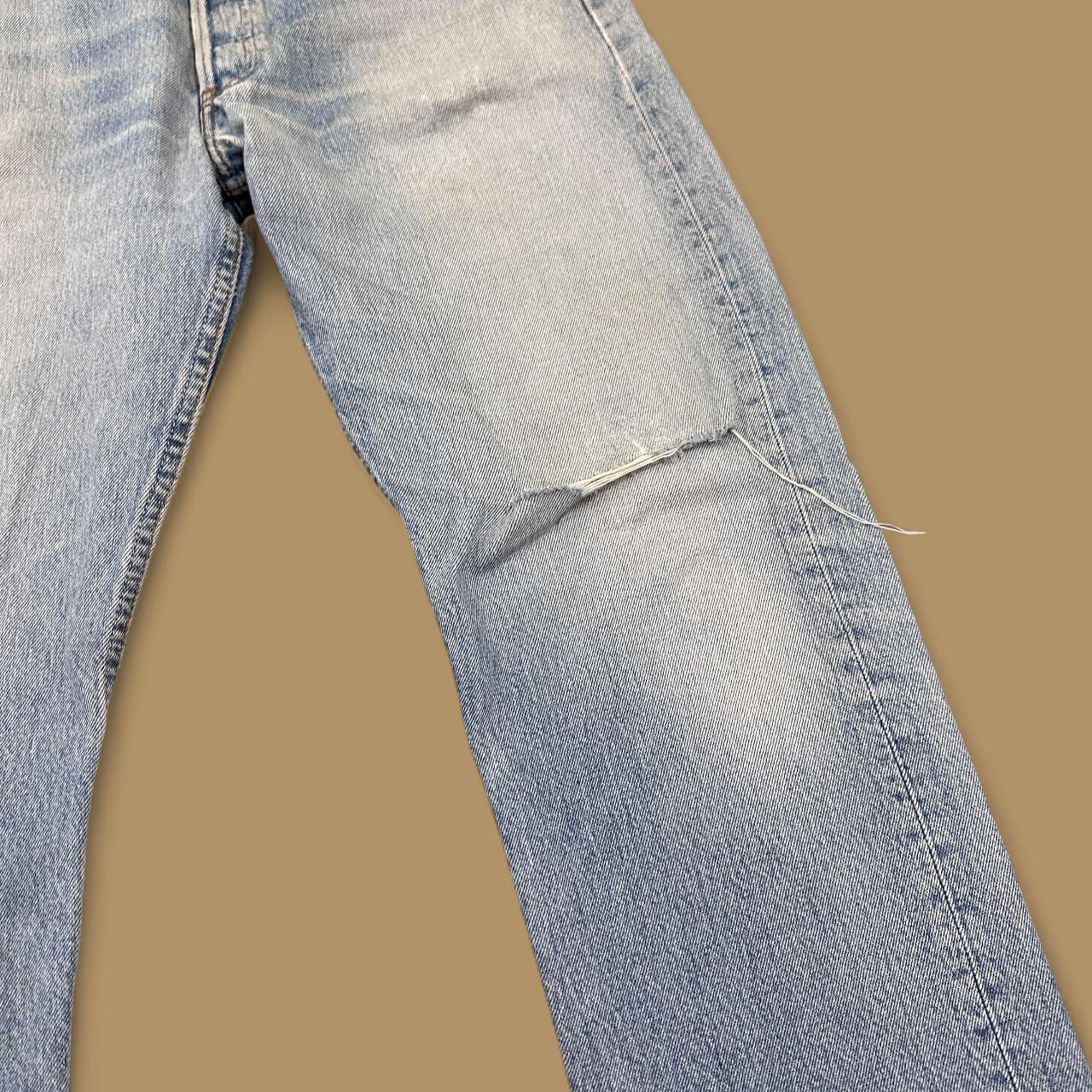 Vintage Levi's 501 Distressed Grunge Straight Leg Jeans Light Blue W33 L30