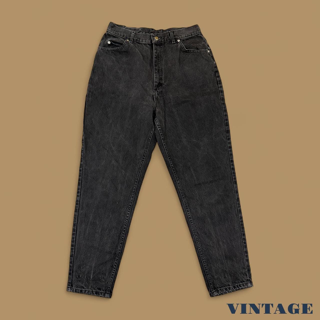 Vintage 90's Lee Tapered Leg Mom Jeans Charcoal Black W31 L29