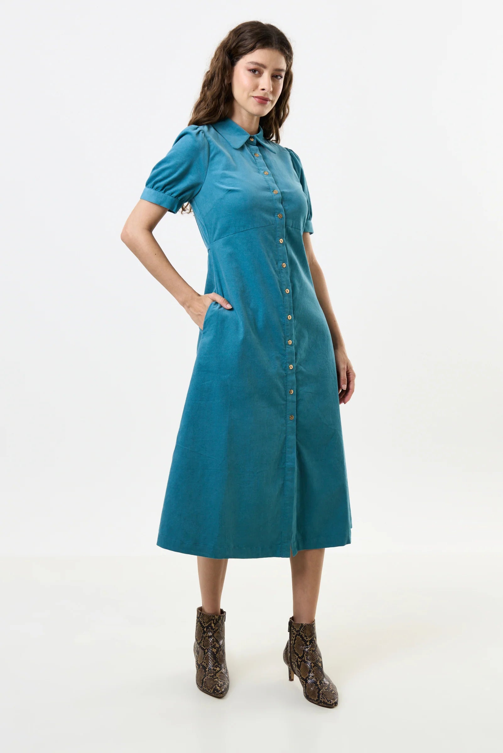 cord midi dress Wanda Lightweight Baby Puff Sleeve neck midi dress in Color:86.6x15.7x29.7 inch / 220x40x75.5 cm / Rich Dark Walnut Color / 1 m makeup table + 1.2 m six bucket cabinet 30498 - La Femme Soft_Linen_Dress