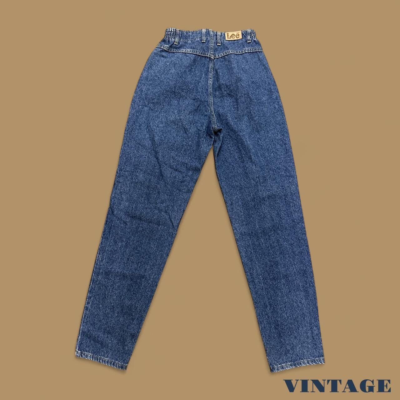 Vintage 90s Lee Elastic Waist Tapered Leg Mom Jeans Mid Blue W26 L32
