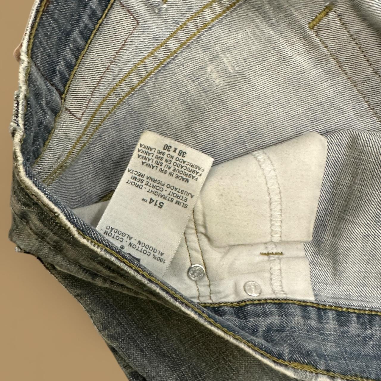 Vintage Levi's 514 Distressed Slim Fit Straight Leg Jeans Grey Blue W38 L30