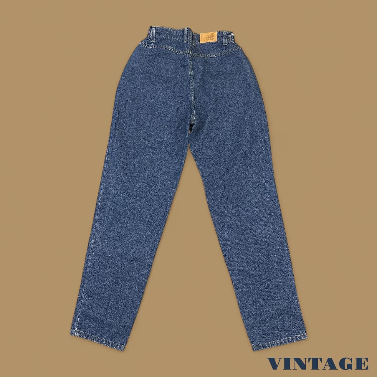 Vintage 90s Lee Elastic Waist Tapered Leg Mom Jeans Dark Blue W27 L32