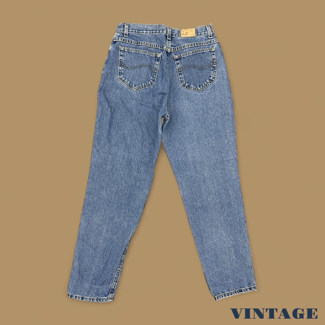 Vintage 90's Lee Tapered Leg Mom Jeans Mid Blue Stonewash W32 L30