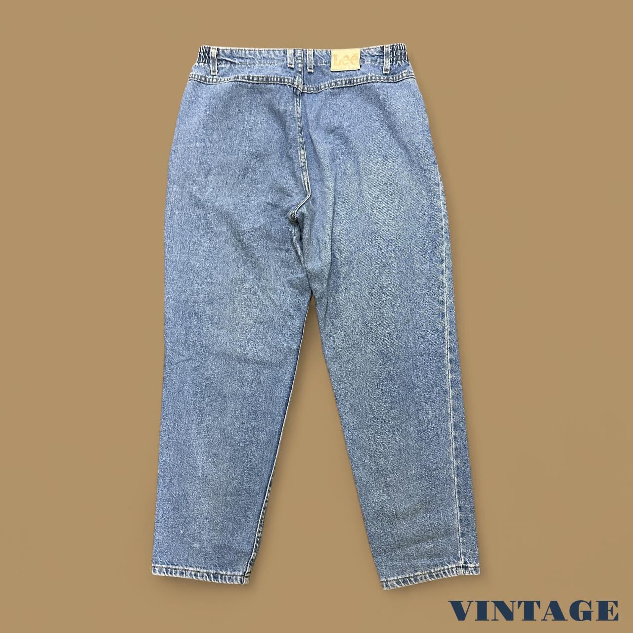 Vintage 90s Lee Elastic Waist Tapered Leg Mom Jeans Mid Blue W32 L28