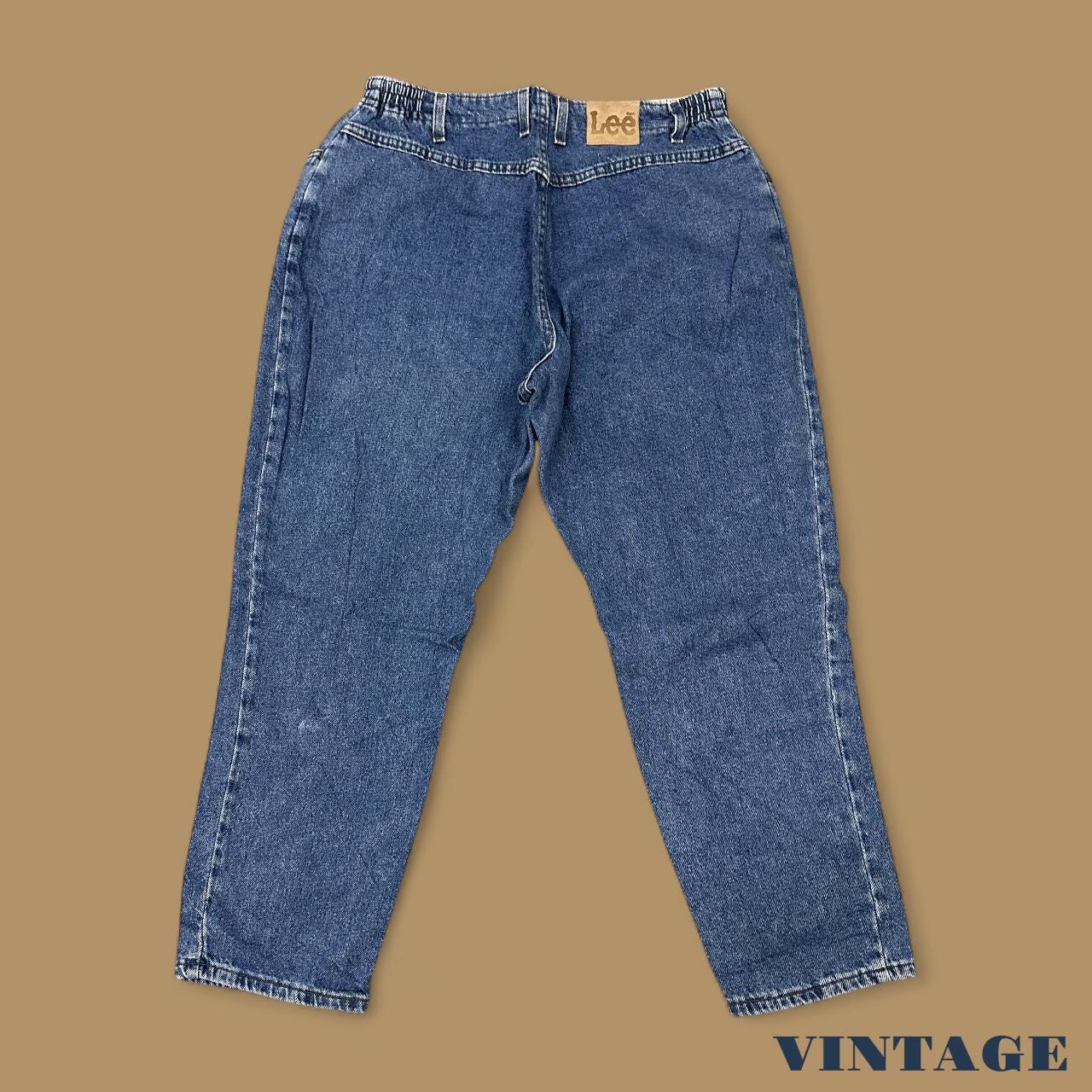 Vintage 90s Lee Elastic Waist Tapered Leg Mom Jeans Mid Blue W34 L28