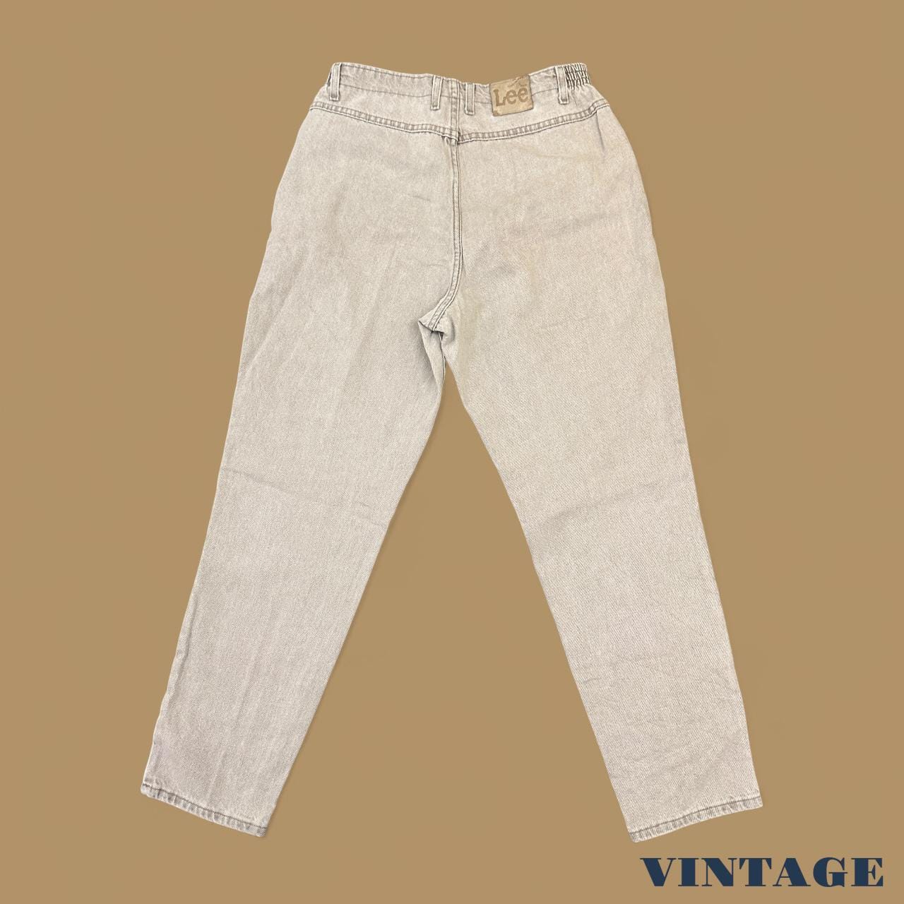 Vintage 90s Lee Elastic Waist Tapered Leg Mom Jeans Beige W33 L32