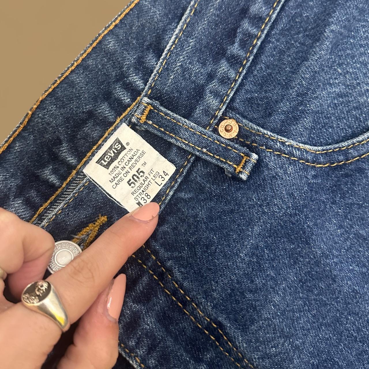 Vintage Levi's 505 Straight Leg Jeans Split Hems Dark Blue W38 L34