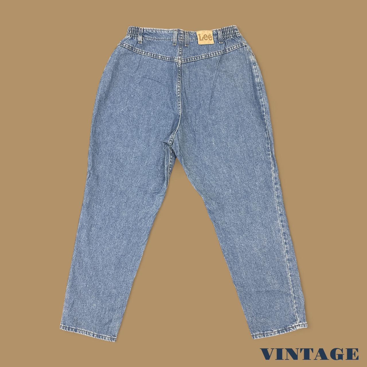 Vintage 90s Lee Elastic Waist Tapered Leg Mom Jeans Mid Blue W36 L30