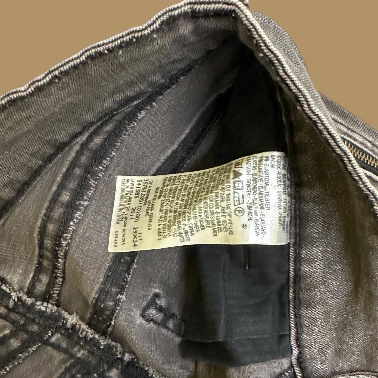 Vintage Levi's Slim Fit Straight Leg Jeans Charcoal Grey W29 L34