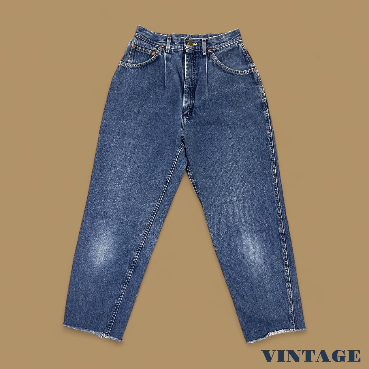 Vintage 90's Lee Tapered Leg Raw Hem Mom Jeans Dark Blue W27 L26