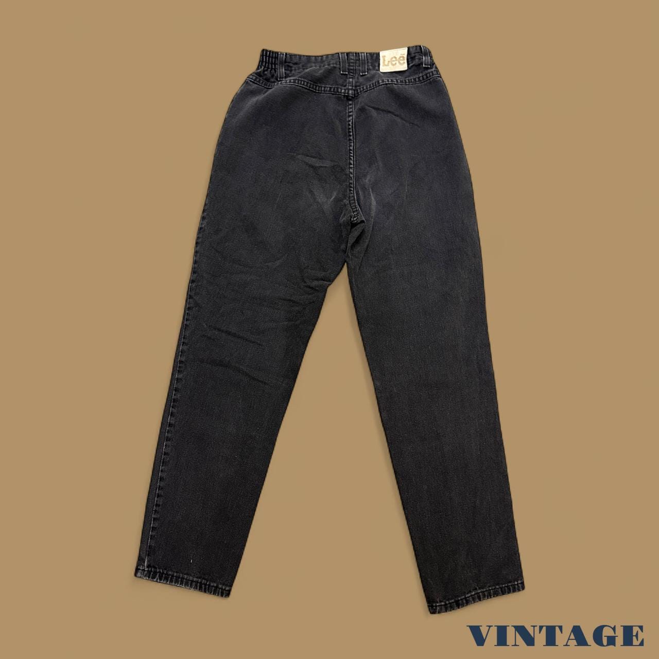 Vintage 90s Lee Elastic Waist Tapered Leg Mom Jeans Charcoal Black W29 L30