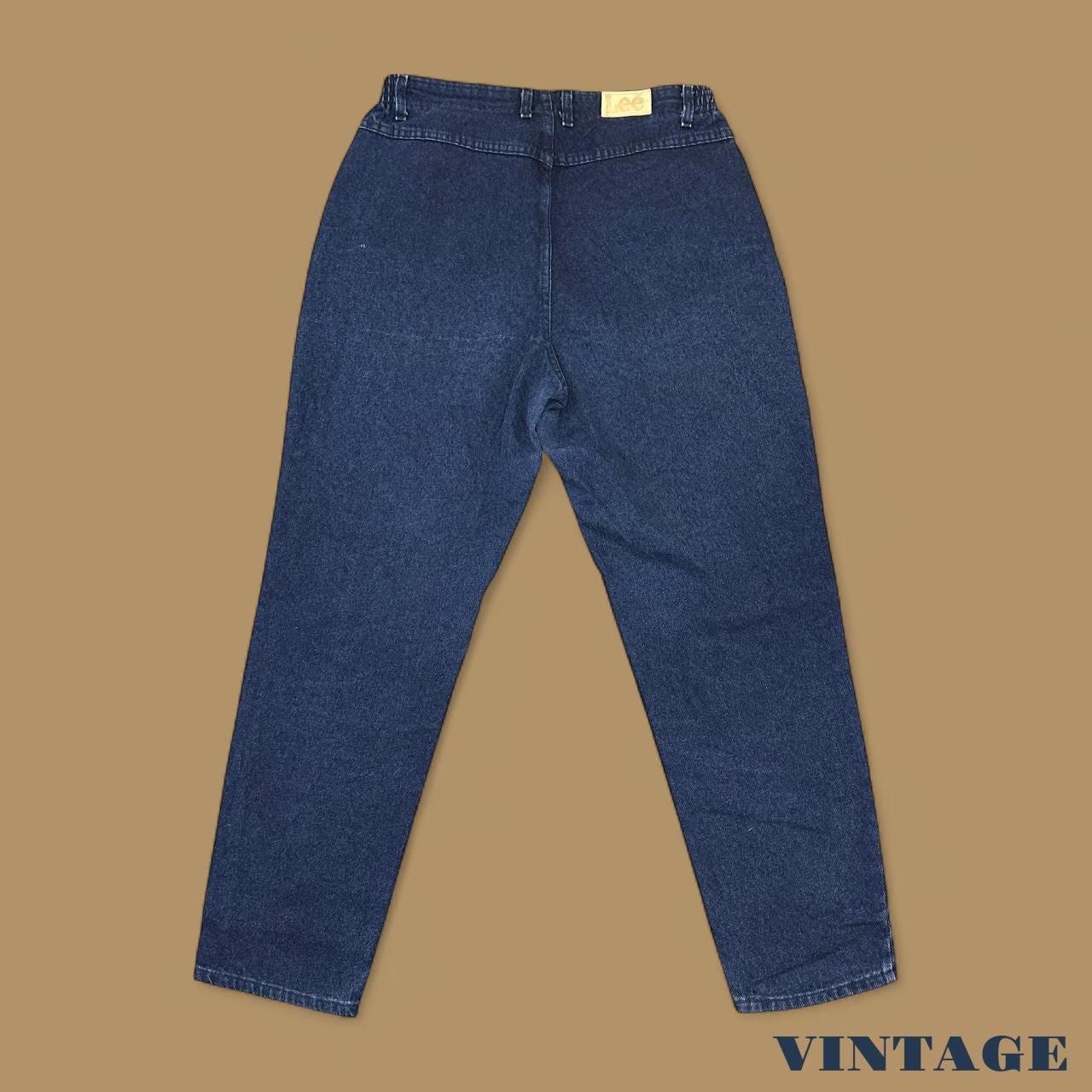 Vintage 90s Lee Elastic Waist Tapered Leg Mom Jeans Dark Blue W33 L30