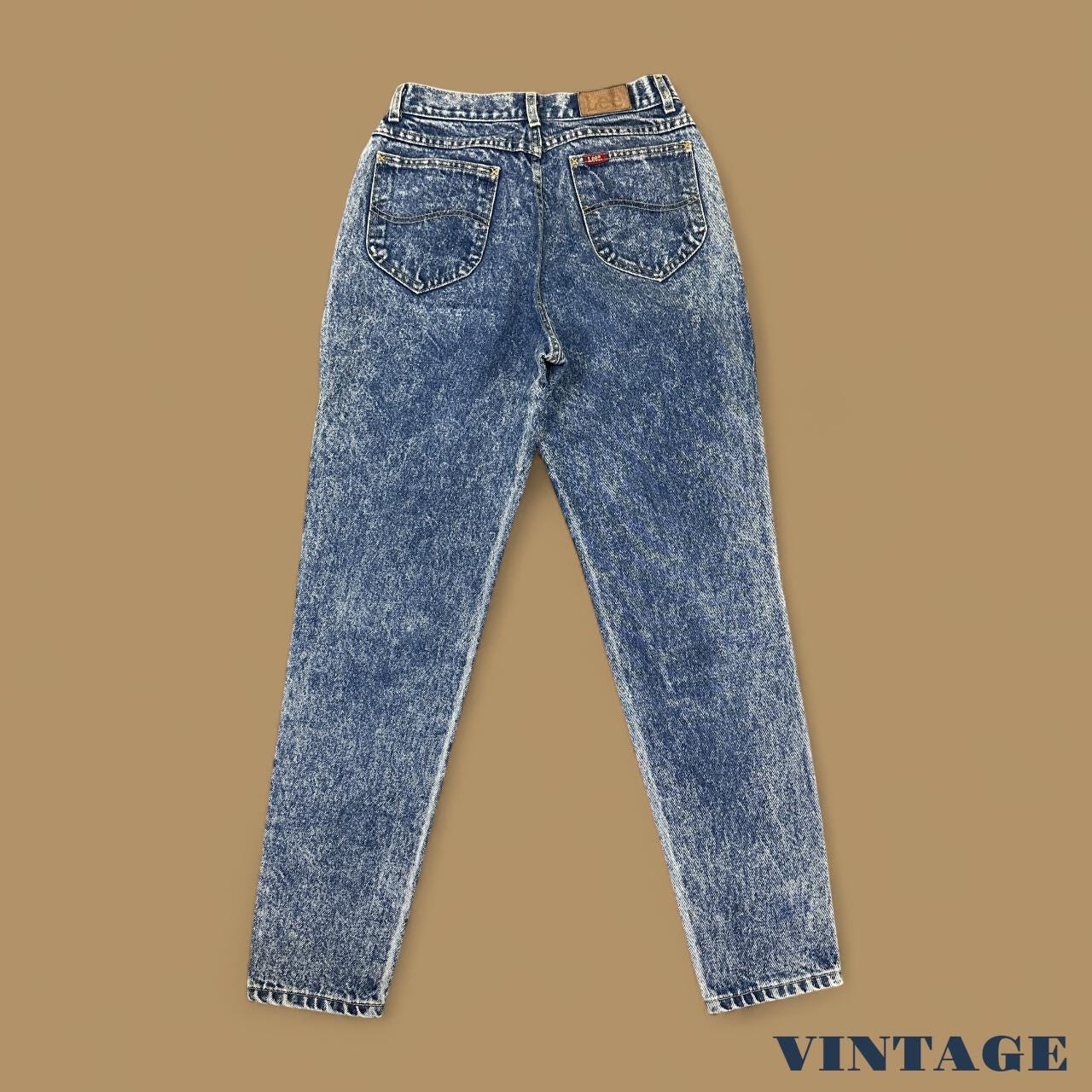 Vintage 90's Lee Tapered Leg Acid Wash Mom Jeans Mid Blue W26 L30