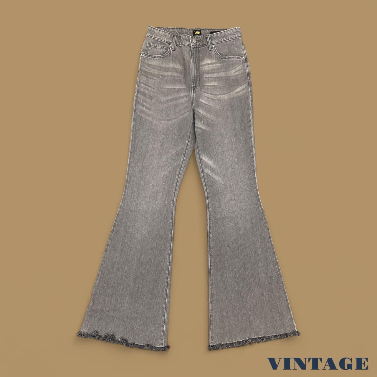 Vintage 90's Lee High Rise Flared Leg Jeans Light Grey W28 L32