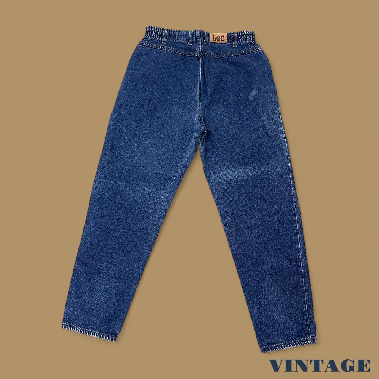 Vintage 90s Lee Elastic Waist Tapered Leg Mom Jeans Dark Blue W31 L30