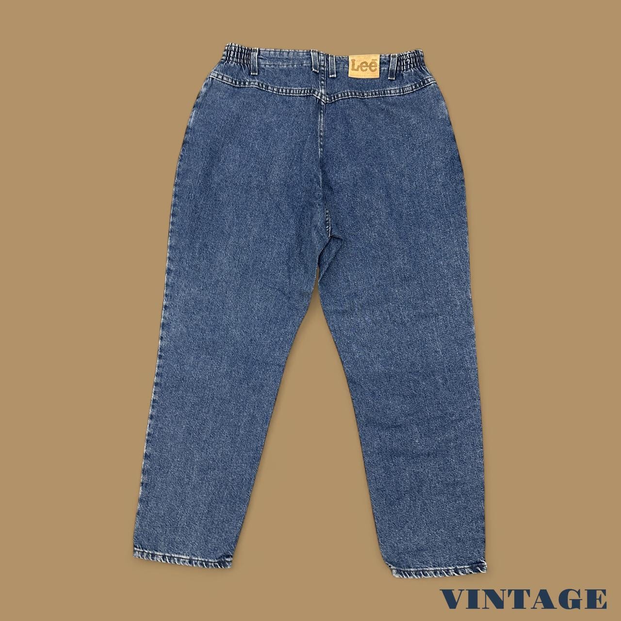 Vintage 90s Lee Elastic Waist Tapered Leg Mom Jeans Dark Blue W34 L28