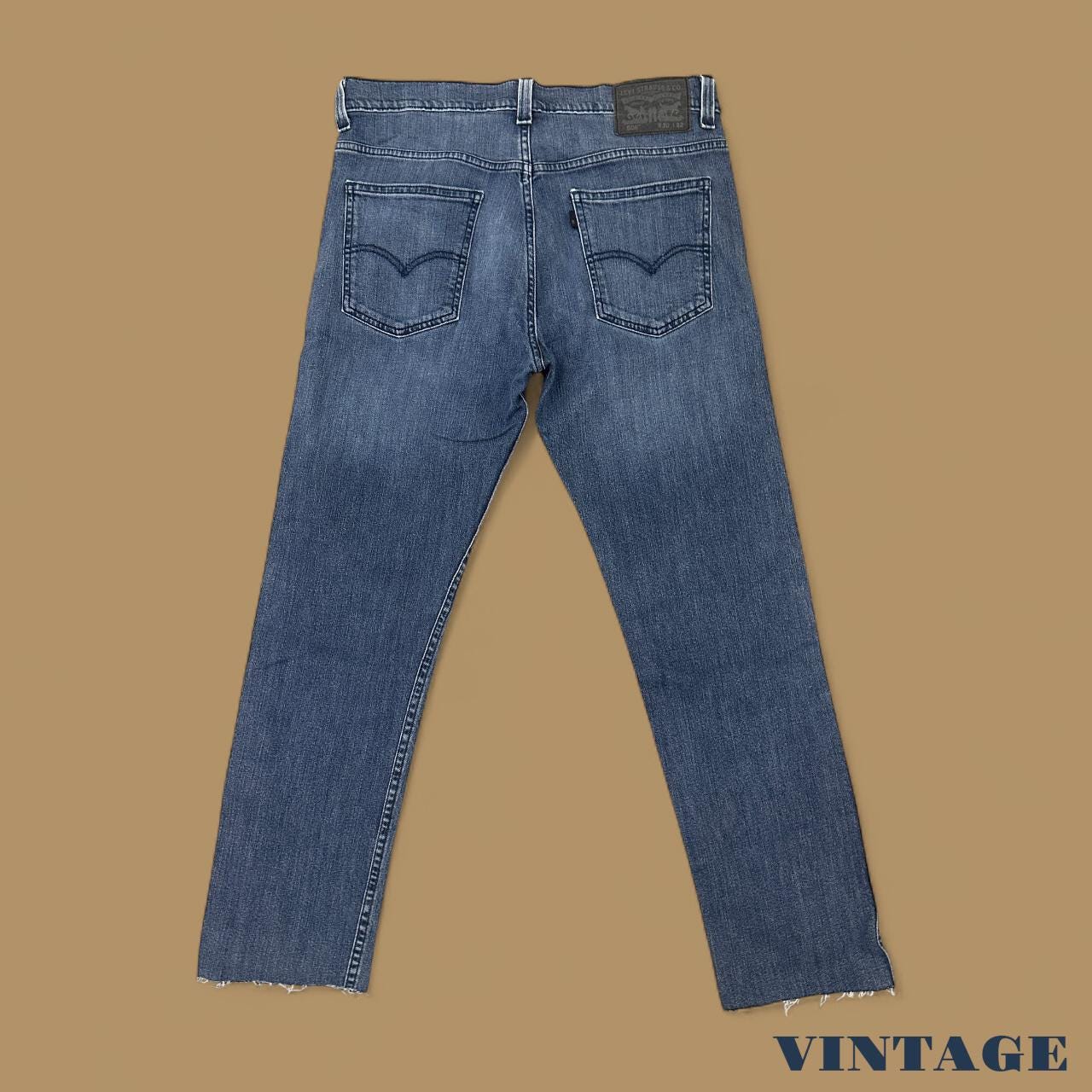 Vintage Levi's 508 Raw Hem Slim Tapered Cropped Jeans Dark Blue W32 L27