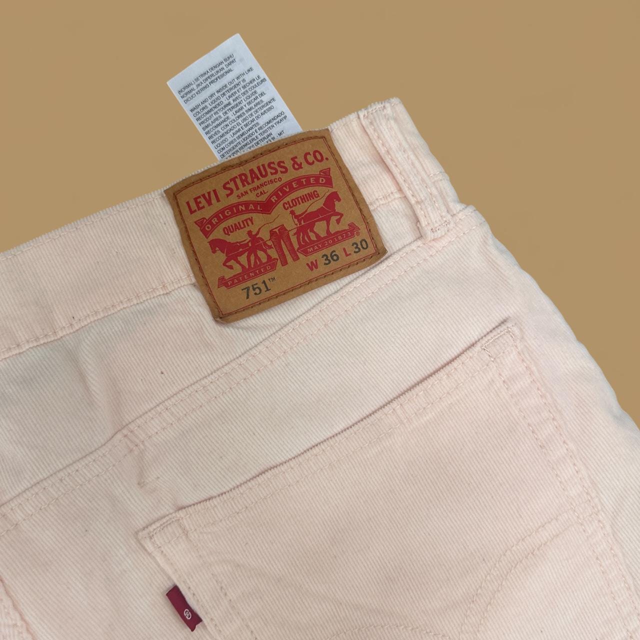 Vintage Levi's 751 Straight Leg Corduroy Trousers Pale Pink W36 L30